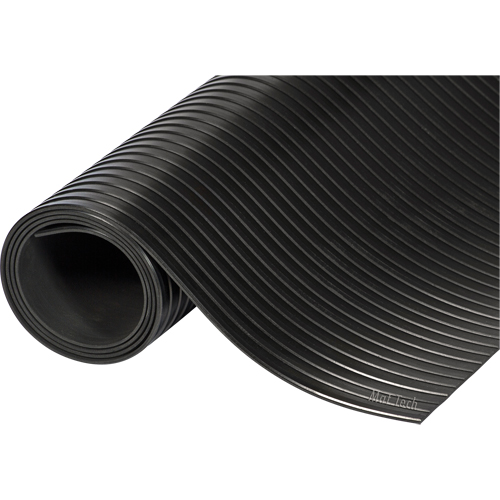 Wide Rib Mats, Runner, 4' x 63' x 1/8", Black - Mat Tech WR1848BKSM-63