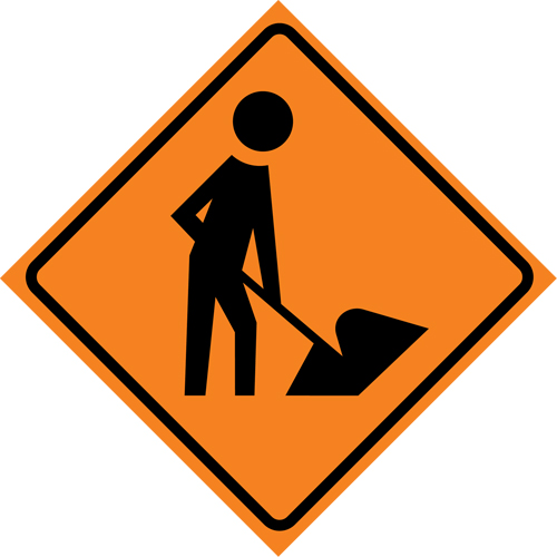 Men at Work Roll-Up Traffic Sign, 29-1/2" x 29-1/2", Vinyl, Pictogram - CCI Canada 07-800-0123-L