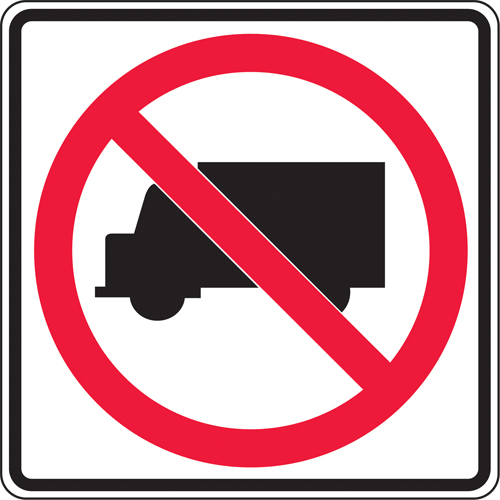 Panneau de signalisation camions interdits, 24" x 24", Aluminium, Pictogramme -  