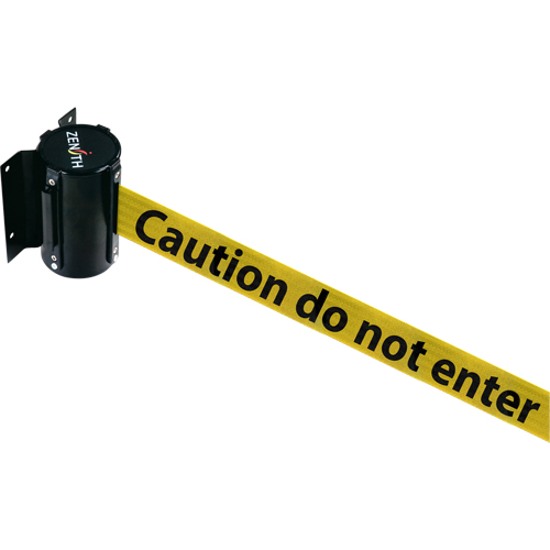 Barri&egrave;re &agrave; fixation murale, Acier, Fixation par vis, 7', Ruban Noir/Jaune - Produits de sécurité Zenith 