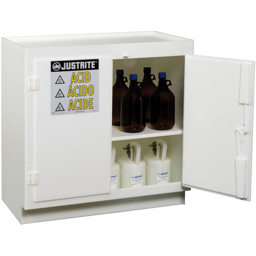 Armoires solides en poly&eacute;thyl&egrave;ne pour acides, 6 x 0,66043 gal., 36" x 35,75" x 21,75" - Justrite 24015
