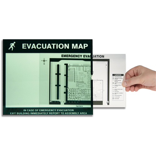 Cadres pour plan d'&eacute;vacuation, 15" x 17-1/2", Plastique, Français avec pictogramme - Accuform NMC DTA210