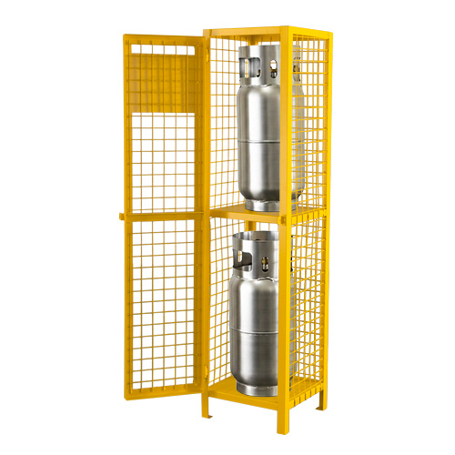 CSA-Compliant Gas Cylinder Safety Cabinet, 2 Cylinder Capacity, 17" W x 17" D x 69" H, Yellow - KLETON 