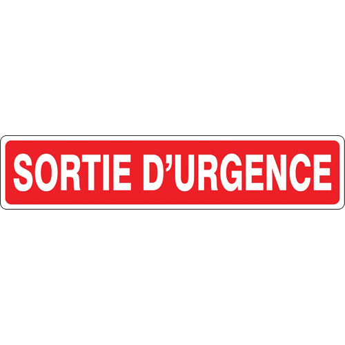 "Sortie d'urgence" Sign, 14" x 3", Aluminum, French - Accuform NMC MCTX524VA