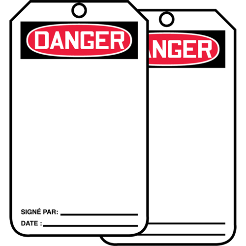 Safety Tags, Plastic, 3-1/8" W x 5-7/8" H, French - Accuform NMC FRMDT260PTP