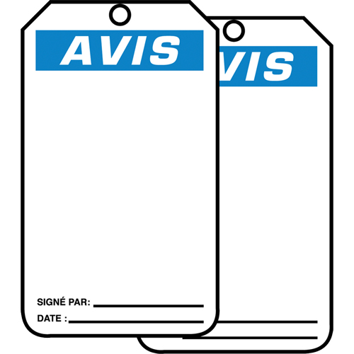 Safety Tags, Cardstock, 3-1/8" W x 5-7/8" H, French - Accuform NMC FRMNT101CTP