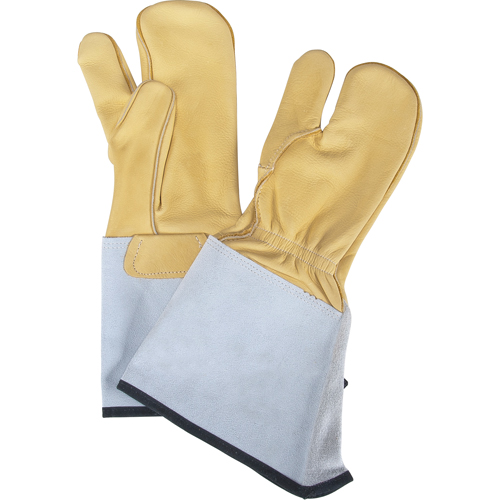 3-Finger Gloves, Large, Grain Cowhide Palm - Natpro 7-3620-L