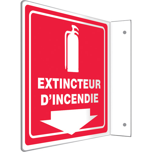 "Extincteur d'incendie" Projection Sign, 8" x 8", Plastic, French with Pictogram - Accuform NMC FRPSP729