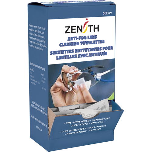Serviettes nettoyantes pour lentilles, 5" x 8", Paquet de 100 - Produits de sécurité Zenith 