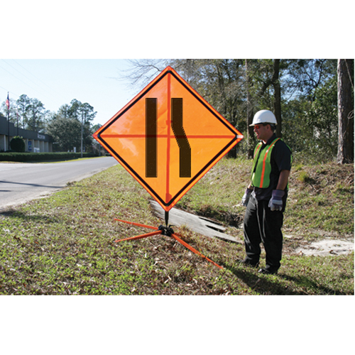 Panneau de construction enroulable - Tilt-Adjust prenez la voie de gauche, 36" x 36", Vinyle, Pictogramme - Accuform NMC FRC309DG