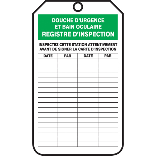 Inspection Tags, Cardstock, 3-1/8" W x 5-7/8" H, French - Accuform NMC FRMGT207CTP