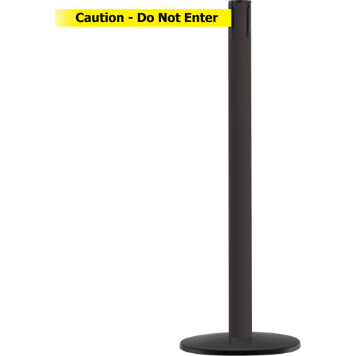 Advance TensaBarrier&reg; Barrier Post, Steel, 36" H, Black/Yellow Tape, 7.5' Tape Length - Tensator 889B3333STDNOYAXC