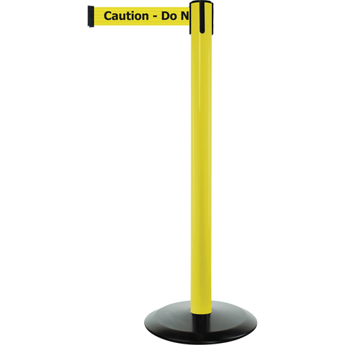 Montant pour syst&egrave;me Advance TensaBarrier, Acier, 36" h, Ruban Noir/Jaune, Longueur du ruban 7,5' - Tensator 889B3335STDNOYAXC