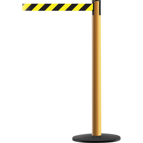 Montant pour syst&egrave;me Advance TensaBarrier, Acier, 36" h, Ruban Noir/Jaune, Longueur du ruban 7,5' - Tensator 889B3335STDNOD4XC