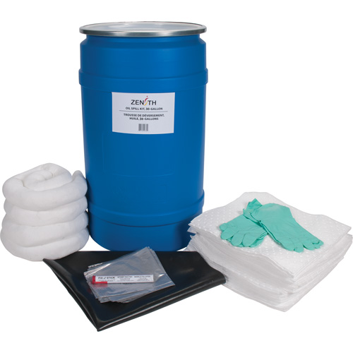 Shop Spill Kit, Oil Only, Drum, 30 US gal. Absorbancy - Zenith Safety Products 