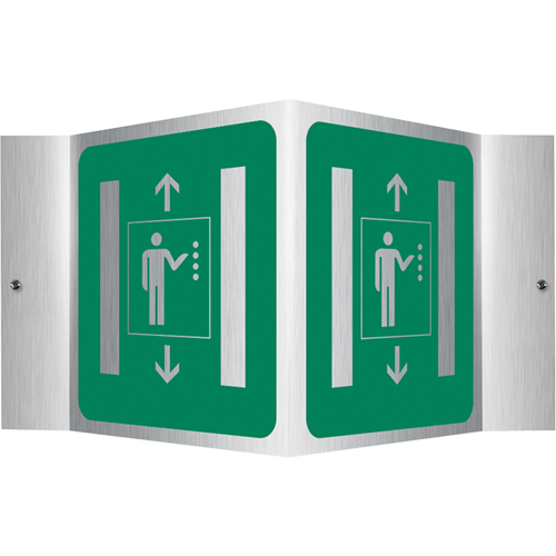 Enseigne Projection - ascenseur, 6" x 5", Aluminium, Pictogramme - Accuform NMC PSM412