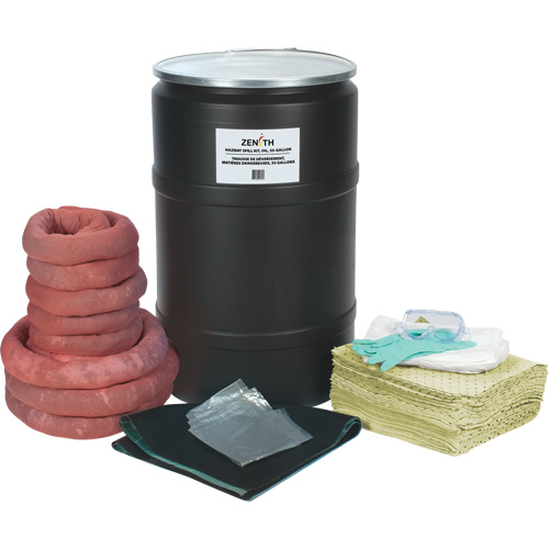 Trousse de lutte contre les d&eacute;versements, Mati&egrave;res dangereuses, Baril, Absorbance de 55 gal. US - Produits de sécurité Zenith 