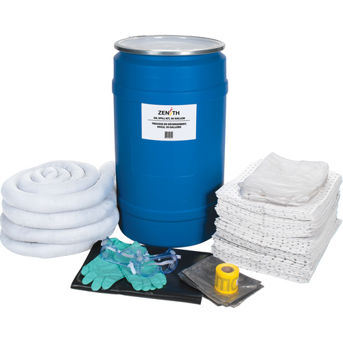 Spill Kit, Oil Only, Drum, 30 US gal. Absorbancy - Zenith Safety Products 