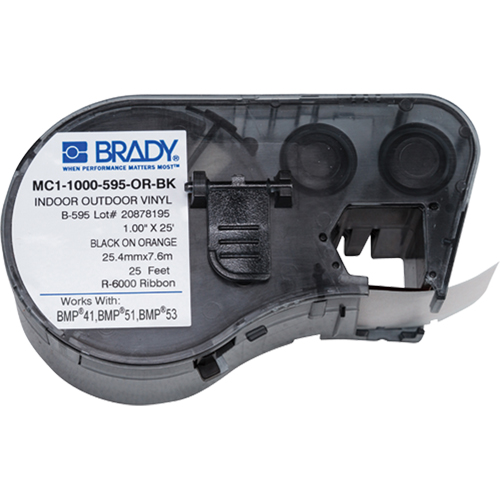Label Maker Cartridge, Black - Brady M4C-1000-595-OR-BK