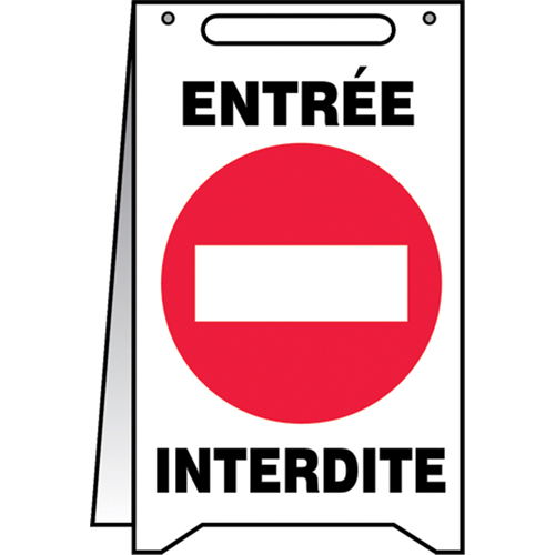 "Entr&eacute;e interdite" Fold-Ups Sign, French with Pictogram - Accuform NMC FRPFR225