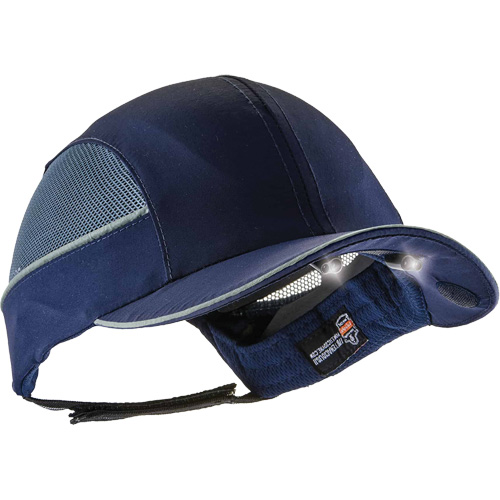 Skullerz&reg; 8960 Long Brim Bump Cap with LED Lighting, Navy Blue - Ergodyne 23375