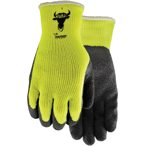 330 Visibull Gloves, 7/Small, Rubber Latex Coating, Polyester Shell - Watson Gloves 330-S
