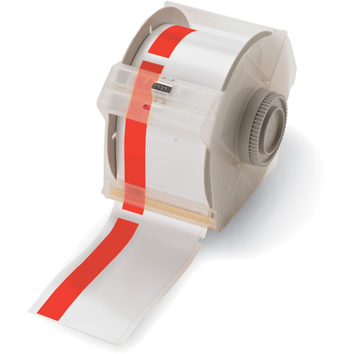 Pre-Printed Header Stripe Label Cartridge, 76 mm x 100', Orange on White - Brady 113157