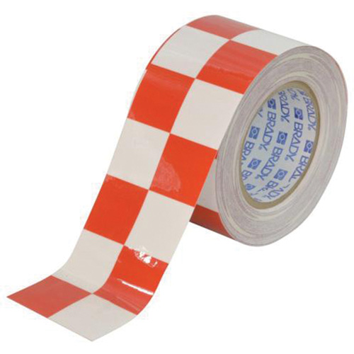 Ruban de marquage &agrave; carreaux pour planchers ToughStripe, 3" x 100', Polyester, Rouge et blanc - Brady 121917