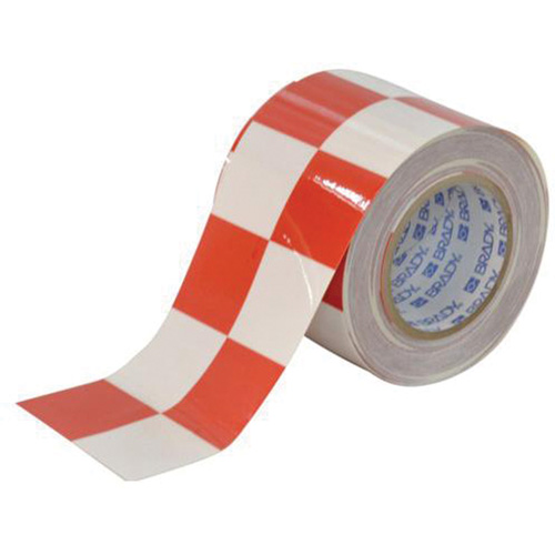 Checkered ToughStripe&reg; Floor Marking Tape, 4" x 100', Polyester, Red and White - Brady 121918