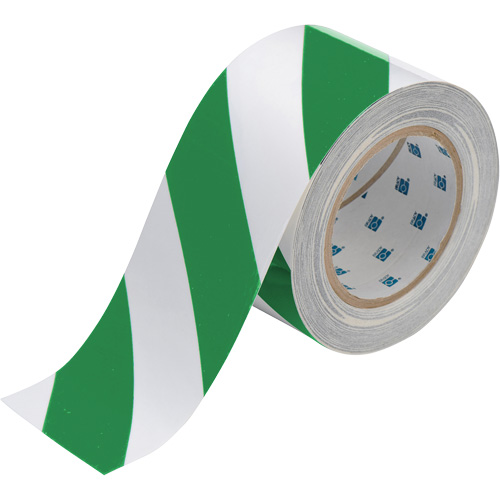 Ruban de marquage pour planchers ToughStripe, 3" x 100', Polyester, Vert et blanc - Brady 132437