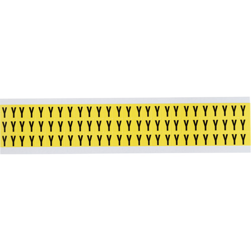 Repositionable Individual Number & Letter Labels, Y, 3/8" H, Black on Yellow - Brady 3410-Y