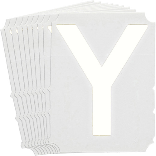 &eacute;tiquettes de lettres & chiffres gothiques individuels Quick-Align, Y, 4" h, Blanc - Brady 5170P-Y