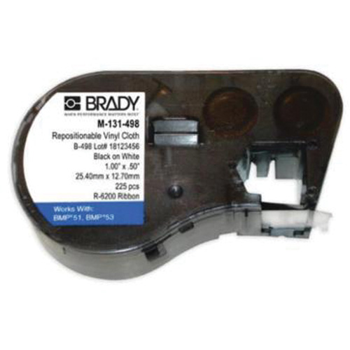 REPO.VINYL CLOTH LBLS,1.25"X1.5",BLK/WHT,180/CRT - Brady M4-131-498