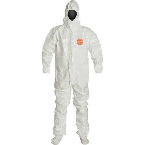 Hooded Coveralls, Tychem&reg; 4000, 3X-Large, White - Dupont Personal Protection SL122T-3X