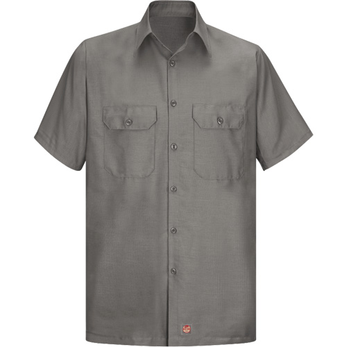 Chemise &agrave; manches courtes en tissu ind&eacute;chirable, Hommes, 2T-Grand (grande taille), Gris - Red Kap SY60GY-SSL-XXL
