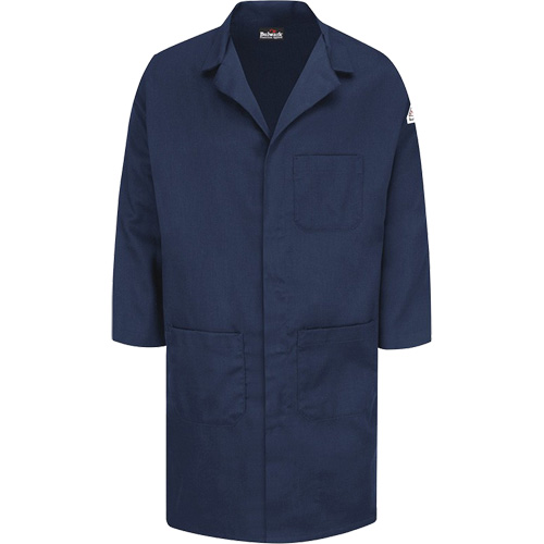 Excel FR&reg; ComforTouch&reg; Lab Coat, Cotton, Small, Navy Blue - Bulwark KLL6NV-RG-S