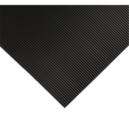 Tapis ondul&eacute; pour tableau de contr&ocirc;le no 702, 2' la x 20' lo, 1/4" &eacute;paisseur, Noir, PVC - Wearwell 702.14X2X20BK