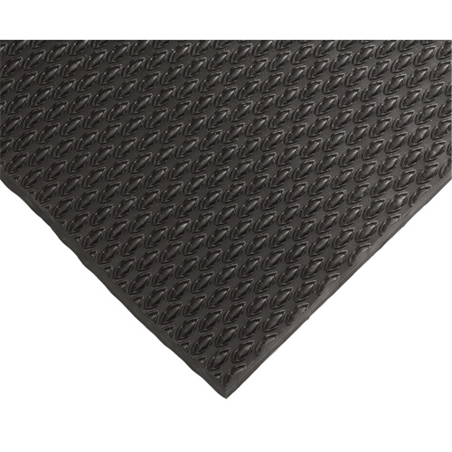 Tapis Kushion Walk no 475, Rugueux, 3' x 10' x 3/8", Noir, PVC - Wearwell 475.38X3X10UNSBK