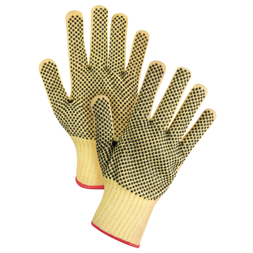 Double-Sided Dotted Seamless String Knit Gloves, 7/Small, 7 Gauge, PVC Coated, ASTM ANSI Level A2/EN 388 Level 3 - Zenith Safety Products 