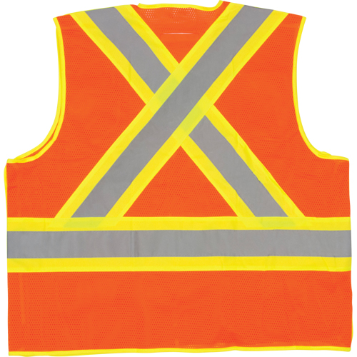 5-Point Tear-Away Premium Safety Vest , High Visibility Orange, Large/X-Large, Polyester - Work Zone Safety PV-OTT-XL