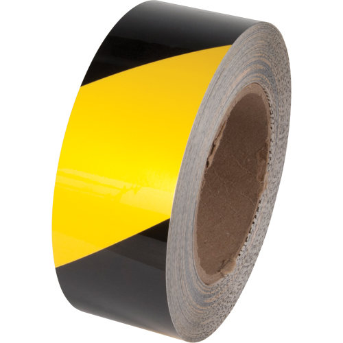Ruban de marquage pour plancher Tuff Mark, 2" x 100', Polyester, Noir et jaune - Incom Top Tape & Label TM1202YB