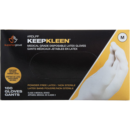 Gants de calibre m&eacute;dical KeepKleen, T-Grand, Latex, 5 mils, Sans poudre, Blanc, Classe 2 - Superior Glove Works Ltd. RDLPF-XL