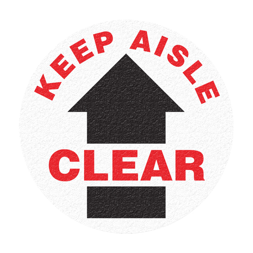 Panneau de signalisation au sol  Keep Aisle Clear , Adh&eacute;sif, Anglais avec pictogramme - Incom Top Tape & Label FS1018V