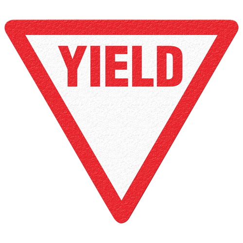 Panneau de signalisation au sol  Yield , Adh&eacute;sif, Anglais avec pictogramme - Incom Top Tape & Label FS1035V