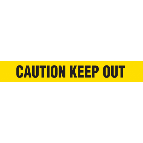 Barricade Tape, English, 3" W x 1000' L, 2 mils, Black on Yellow - Incom Top Tape & Label BT1026