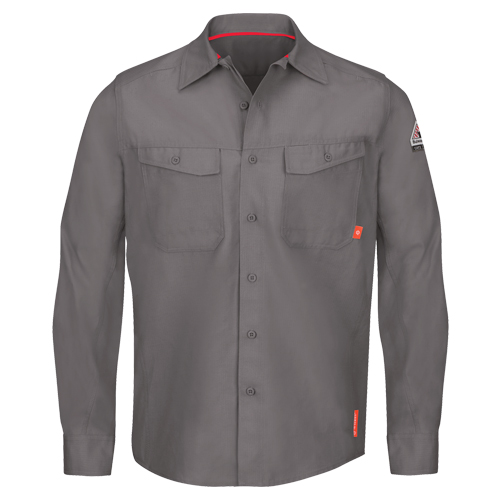 IQ Endurance&reg; Men's Work Shirts, 2X-Large, Grey - Bulwark QS40GY-RG-XXL