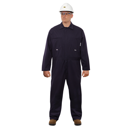 UltraSoft&reg; Arc Flash & FR Coveralls, Size 60, Navy Blue, 12.4 - AGO Industries UW-130-60