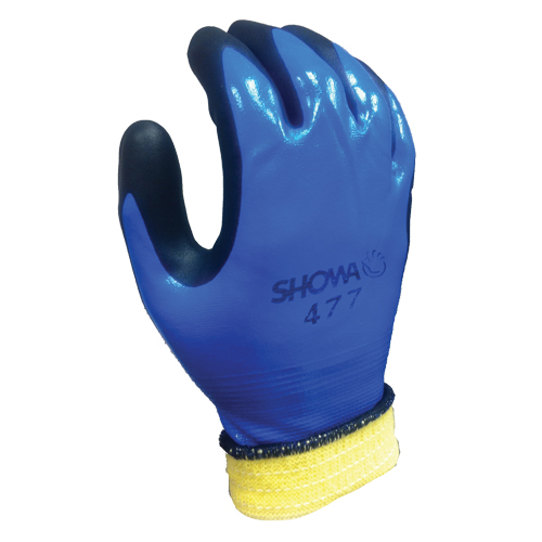 Gants enduits de nitrile, Moyen, R&ecirc;vetement Mousse de nitrile, Calibre 12, Enveloppe en Nylon - Showa 477M-07