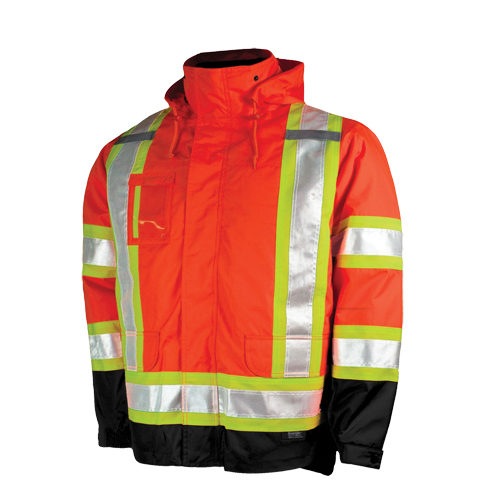 5-in-1 Safety Jacket, Polyester, High Visibility Orange, X-Large - Tough Duck S42611-FLOR-XL