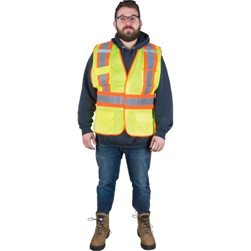Flame-Resistant Surveyor Vest, High Visibility Lime-Yellow, 2X-Large, Polyester - Zenith Safety Products 